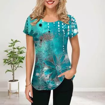 Женская летняя футболка с принтом красных цветов, футболки с коротким рукавом, повседневные топы с принтом XS красный