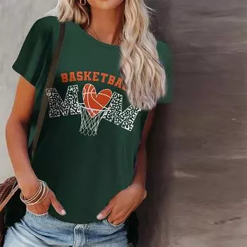 Женская летняя футболка с принтом Love Basketball, футболки с коротким рукавом, повседневные топы с принтом XS зелёный