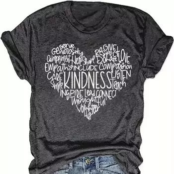 Женская летняя футболка с принтом Love Character, футболки с коротким рукавом, повседневные топы с принтом XS серый