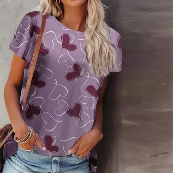 Женская летняя футболка с принтом Love и короткими рукавами, повседневные топы с принтом XS зелёный