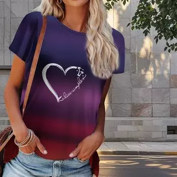 Женская летняя футболка с принтом «Любовь» в стиле ретро, футболки с коротким рукавом, повседневные топы с принтом XS чёрный