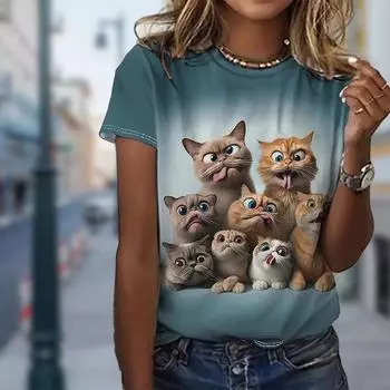 Женская летняя футболка с принтом милого кота Гарфилда, футболки с коротким рукавом, повседневные топы с принтом XS зелёный