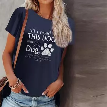 Женская летняя футболка с принтом собачьей лапы, футболки с короткими рукавами, повседневные топы с принтом XS красный