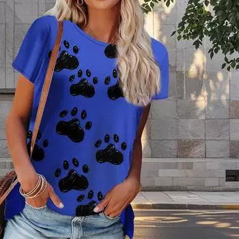 Женская летняя футболка с принтом собачьих когтей в стиле ретро, футболки с коротким рукавом, повседневные топы с принтом XS фиолетовый