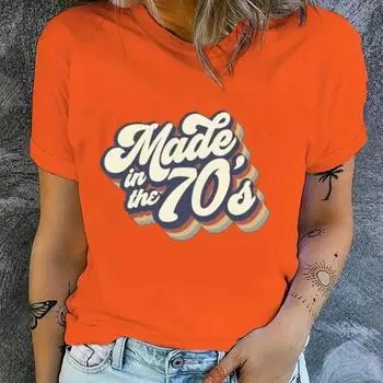 Женская летняя футболка с принтом в стиле ретро, футболки с коротким рукавом, повседневные топы с принтом XS белый