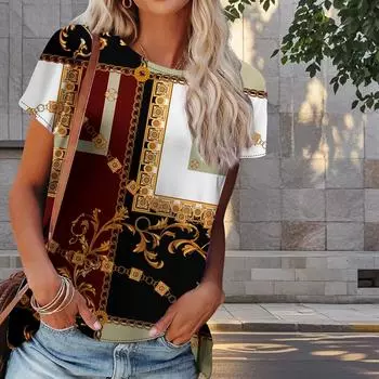 Женская летняя футболка с принтом в стиле ретро, футболки с коротким рукавом, повседневные топы с принтом XS фиолетовый