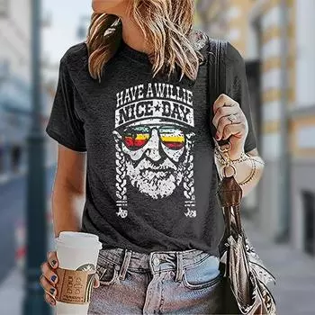 Женская летняя футболка с принтом в стиле ретро, футболки с коротким рукавом, повседневные топы с принтом XS чёрный