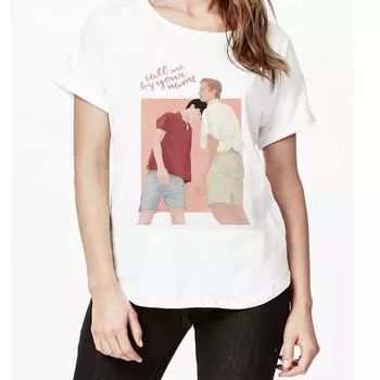 Женская летняя футболка с принтом «Зови меня своим именем» Женская забавная рубашка XL белый