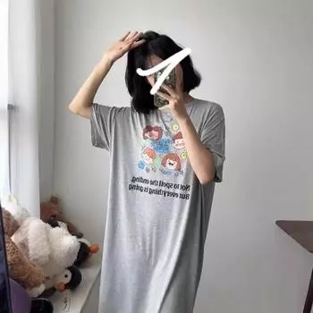 Женская летняя футболка с разрезом и принтом, платье выше колена, свободное повседневное утягивающее платье с короткими рукавами M белый