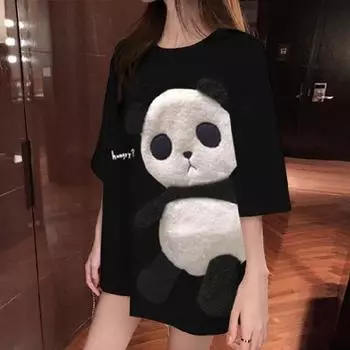 Женская летняя футболка стильная вышивка животных повседневная женская верхняя одежда контрастного цвета 2XL белый