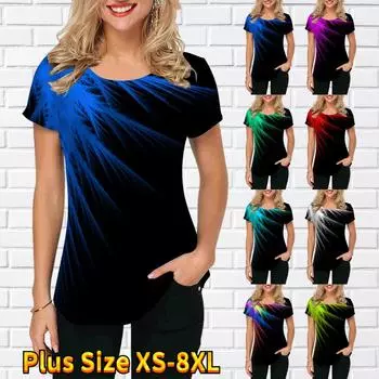 Женская летняя футболка в полоску с принтом и короткими рукавами, повседневные топы с принтом XS синий