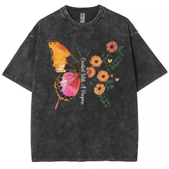 Женская летняя футболка Y2K с принтом бабочек, из вареного денима, с коротким рукавом, унисекс, повседневный модный наряд для мужчин S