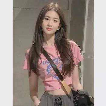 Женская летняя хлопковая футболка Slim Fit с коротким рукавом и принтом Extra Large