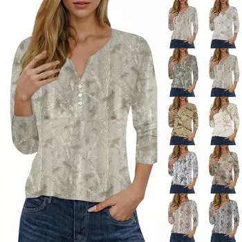 Женская летняя хлопковая футболка, свободный топ, рукава 3/4, ретро, круглый вырез, одежда больших размеров XXL