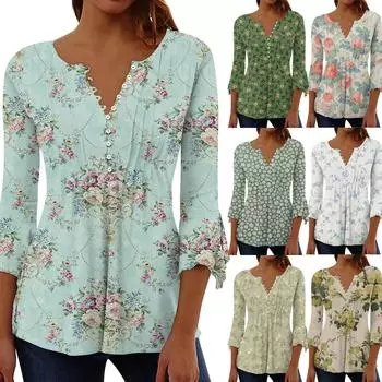 Женская летняя хлопковая льняная футболка, топы, свободная блузка с рукавами 3/4, винтажная одежда с круглым вырезом, одежда больших размеров L