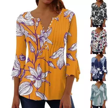 Женская летняя хлопковая льняная футболка, топы, свободная блузка с рукавами 3/4, винтажная одежда с круглым вырезом, одежда больших размеров L чёрный