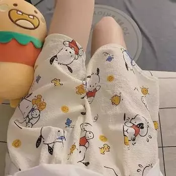 Женская летняя хлопковая пижама: Свободные, легкие, модные антимоскитные домашние брюки S (30-40 kg)