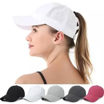 Женская летняя кепка, сетчатая дышащая бейсбольная кепка с перекрестными ремешками, хвостик, мужские быстросохнущие козырьки, уличные пляжные гольфы, спортивные солнцезащитные кепки