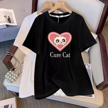 Женская летняя круглая шея с коротки 2XL белый