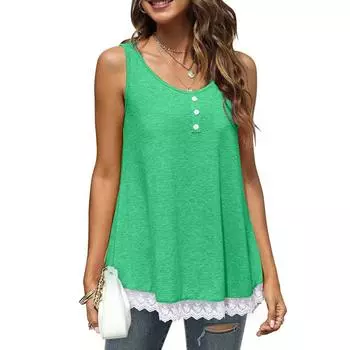 Женская летняя кружевная блузка с вышивкой, повседневный и удобный жилет без рукавов S чёрный