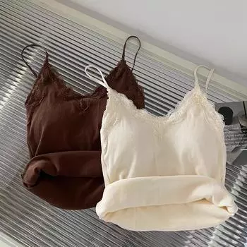 Женская летняя кружевная майка с V-образным вырезом и накладкой на грудь - Стиль 2024 года One Size