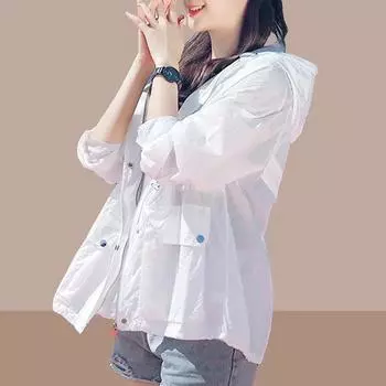 Женская летняя куртка с длинными рукавами и тонким солнцезащитным дышащим капюшоном 4XL