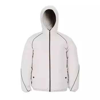 Женская летняя куртка с вентилятором (Включая набор 9-лопастных бесщеточных 5В вентиляторов) Рабочая одежда с длинным рукавом, капюшоном и молнией, защита от теплового удара, однотонная XXL белый