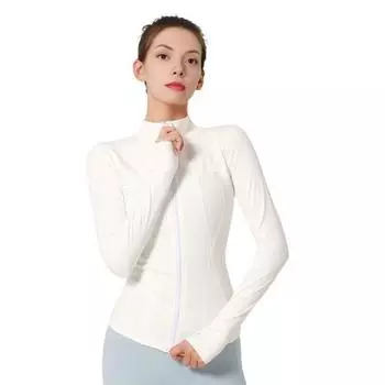 Женская летняя куртка с защитой от солнца, дышащая, с защитой от УФ-лучей, рубашка с длинными рукавами, легкий топ на молнии для активного отдыха, йоги, повседневной носки, однотонный M белый
