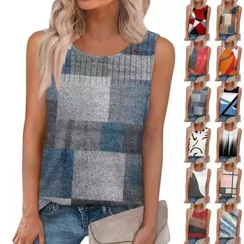 Женская летняя майка-топ без рукавов, повседневные плиссированные топы без рукавов, рубашки с круглым вырезом, одежда L красный