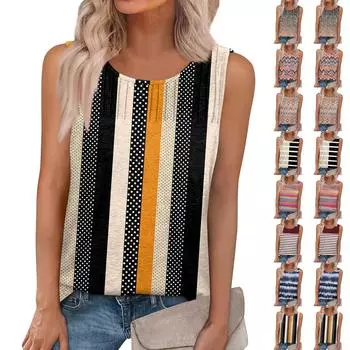 Женская летняя майка-топ без рукавов, повседневные плиссированные топы без рукавов, рубашки с круглым вырезом, одежда S красный