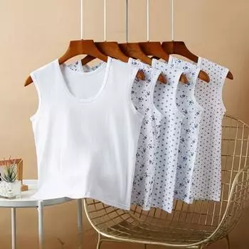 Женская летняя майка-топ большого размера из хлопка, длинная, эластичная, без рукавов, многослойная майка-майка, свободные базовые футболки на бретелях XL белый/синий