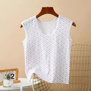 Женская летняя майка-топ большого размера из хлопка, длинная, эластичная, без рукавов, многослойная майка-майка, свободные базовые футболки на бретелях L белый/фиолетовый