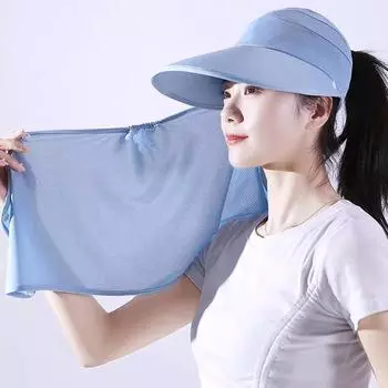 Женская летняя маска с защитой шеи, солнцезащитный козырек для лица, пустая шляпа от солнца с широкими полями, дышащая фиолетовый