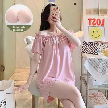 Женская летняя милая и свободная одежда с короткими рукавами, высококачественный комплект домашней одежды с пижамой с накладкой на грудь M