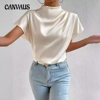 Женская летняя мода, новый топ с круглым вырезом и короткими рукавами S белый