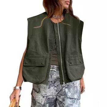 Женская летняя мода, свободный плиссированный жилет без рукавов с подолом, топ L