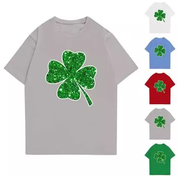 Женская летняя модная повседневная блузка с коротким рукавом и принтом R-образным вырезом M зелёный