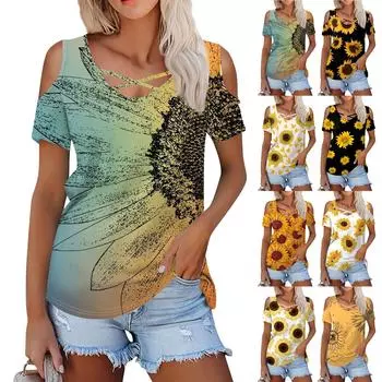 Женская летняя модная повседневная однотонная футболка с v-образным вырезом и коротким рукавом, топ L чёрный