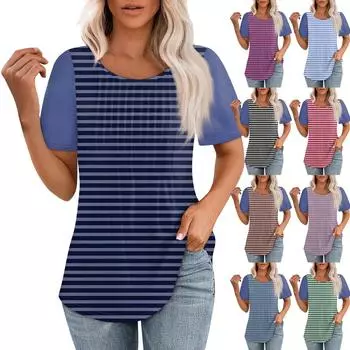 Женская летняя модная повседневная плиссированная футболка с коротким рукавом и круглым вырезом с принтом Топ L чёрный