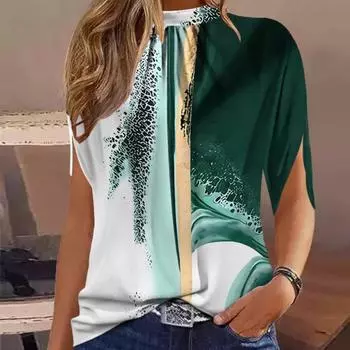 Женская летняя модная простая блузка-рубашка S разноцветный