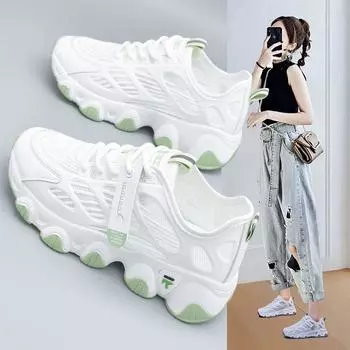 Женская летняя новая дышащая сетчатая дышащая студенческая тонкая легкая спортивная и повседневная обувь на шнуровке в Корейском стиле 35 серый