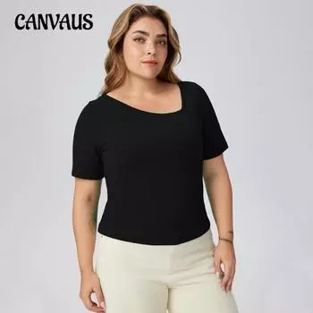 Женская летняя новая однотонная облегающая простая повседневная блузка с коротким рукавом 1XL чёрный