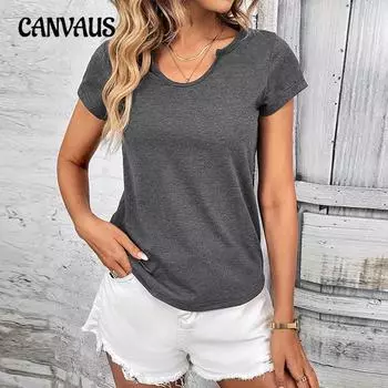 Женская летняя новая повседневная однотонная футболка, тонкие и узкие топы с короткими рукавами S темно серый