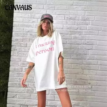 Женская летняя новая ретро-текстовая футболка с принтом, индивидуальный тренд, повседневные свободные топы из хлопка XXL белый