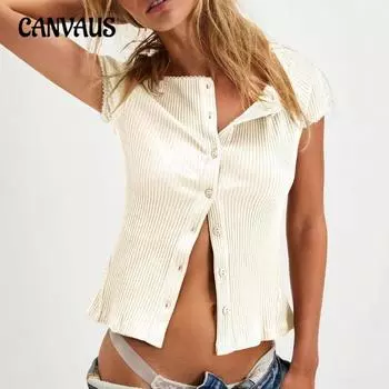 Женская летняя новая сексуальная кардиган-топ с коротким рукавом и пуговицами, модная однотонная футболка XS чёрный