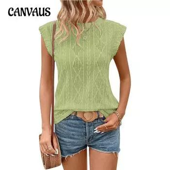 Женская летняя новая свободная футболка-майка с круглым вырезом и короткими рукавами из жаккарда S чёрный