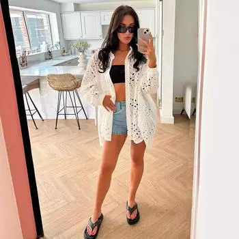 Женская летняя новая верхняя рубашка в стиле Ins, повседневная, с ажурным дизайном, с длинным рукавом, кружевная женская S белый