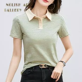 Женская летняя облегающая ретро-полосатая футболка Temperament с короткими рукавами, удобные топы для поездок на работу 3XL синий