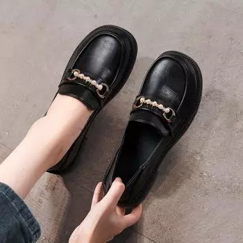 Женская летняя обувь Black Pearl Shoes for Woman 2024 Loafers Normal Leather Casual Low Heeled Cabold со скидкой Wholesale 35