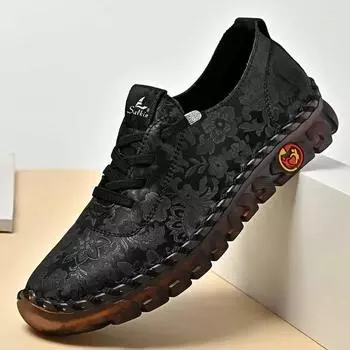 Женская летняя обувь из кожи ручной работы, удобные легкие оксфорды с принтом для мам, большой размер, мягкая подошва 35